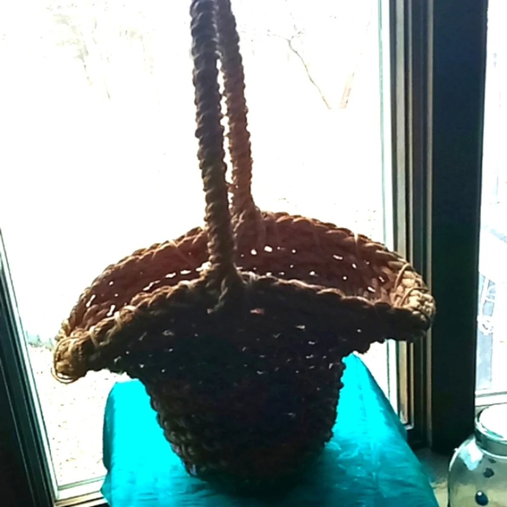 Vintage hemp rope and wicker basket
